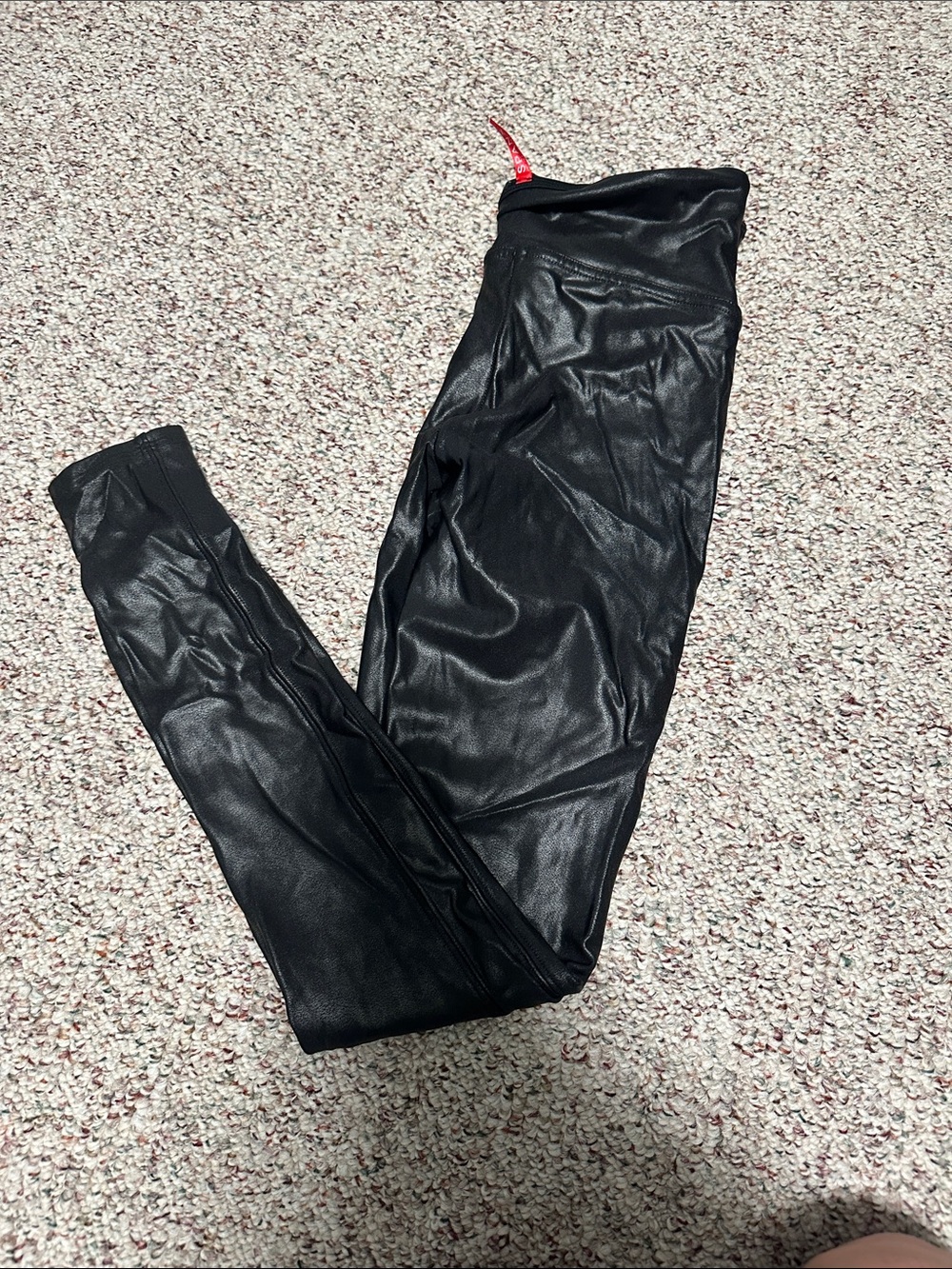 SPANX Black Faux Leather-Look Jeggings
